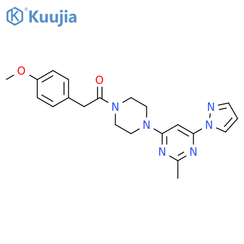 2-(4-methoxyphenyl)-1-{4-2-methyl-6-(1H-pyrazol-1-yl)pyrimidin-4-ylpiperazin-1-yl}ethan-1-one structure