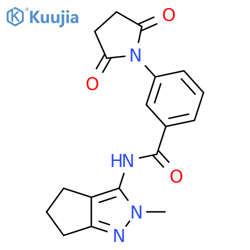 3-(2,5-dioxopyrrolidin-1-yl)-N-{2-methyl-2H,4H,5H,6H-cyclopentacpyrazol-3-yl}benzamide structure