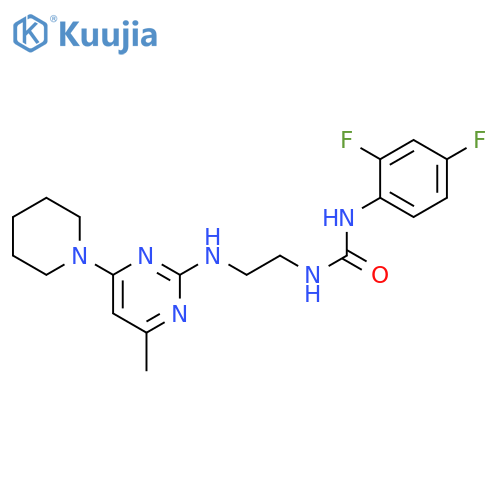 1-(2,4-difluorophenyl)-3-(2-{4-methyl-6-(piperidin-1-yl)pyrimidin-2-ylamino}ethyl)urea structure