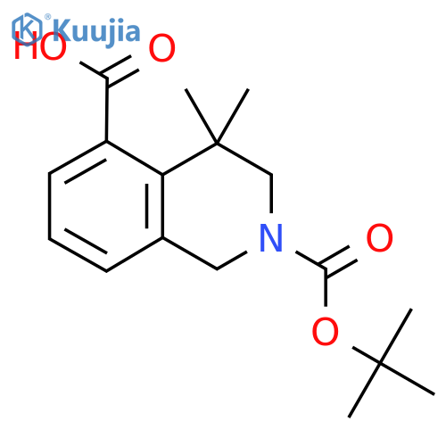 2-(tert-butoxy)carbonyl-4,4-dimethyl-1,2,3,4-tetrahydroisoquinoline-5-carboxylic acid structure