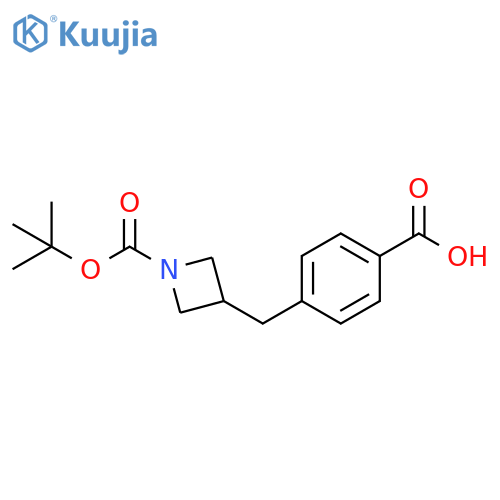 4-({1-(tert-butoxy)carbonylazetidin-3-yl}methyl)benzoic acid structure
