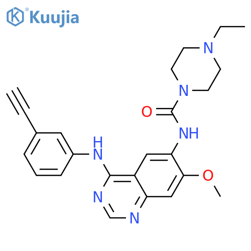 4-Ethyl-N-4-(3-ethynylphenyl)amino-7-methoxy-6-quinazolinyl-1-piperazinecarboxamide structure