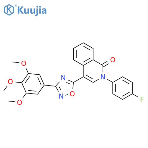 2-(4-fluorophenyl)-4-[3-(3,4,5-trimethoxyphenyl)-1,2,4-oxadiazol-5-yl]-1,2-dihydroisoquinolin-1-one structure