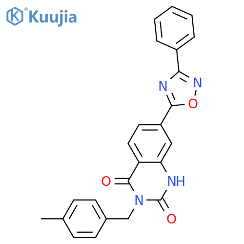 3-[(4-methylphenyl)methyl]-7-(3-phenyl-1,2,4-oxadiazol-5-yl)-1,2,3,4-tetrahydroquinazoline-2,4-dione structure
