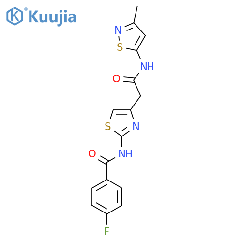 4-fluoro-N-(4-{(3-methyl-1,2-thiazol-5-yl)carbamoylmethyl}-1,3-thiazol-2-yl)benzamide structure