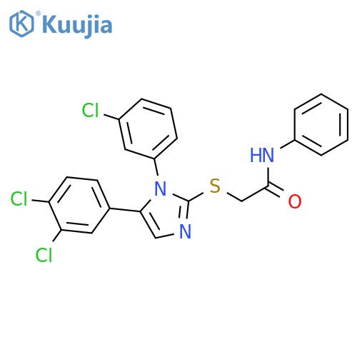 2-{[1-(3-chlorophenyl)-5-(3,4-dichlorophenyl)-1H-imidazol-2-yl]sulfanyl}-N-phenylacetamide structure