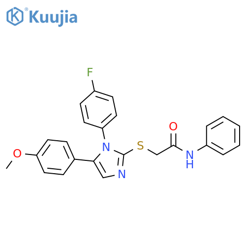 2-{[1-(4-fluorophenyl)-5-(4-methoxyphenyl)-1H-imidazol-2-yl]sulfanyl}-N-phenylacetamide structure