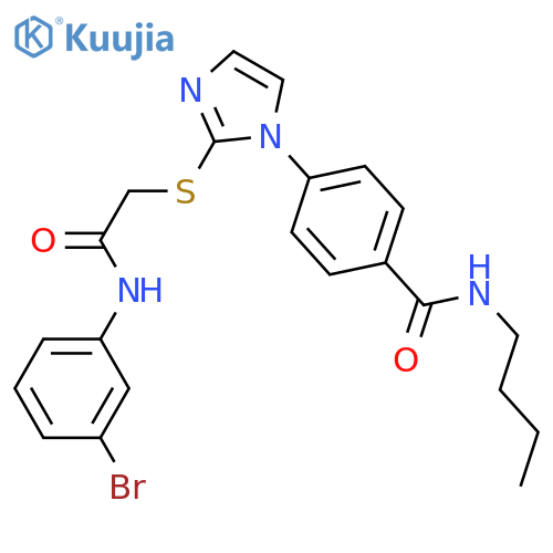 4-[2-({[(3-bromophenyl)carbamoyl]methyl}sulfanyl)-1H-imidazol-1-yl]-N-butylbenzamide structure