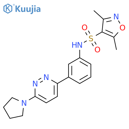 3,5-dimethyl-N-{3-6-(pyrrolidin-1-yl)pyridazin-3-ylphenyl}-1,2-oxazole-4-sulfonamide structure