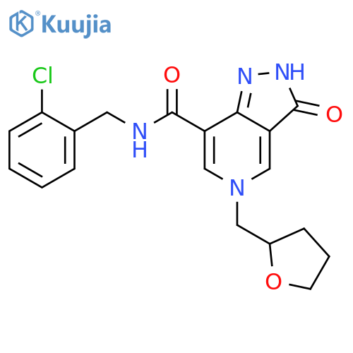 N-(2-chlorophenyl)methyl-3-oxo-5-(oxolan-2-yl)methyl-2H,3H,5H-pyrazolo4,3-cpyridine-7-carboxamide structure