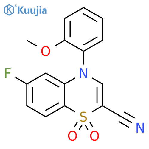 6-fluoro-4-(2-methoxyphenyl)-1,1-dioxo-4H-1lambda6,4-benzothiazine-2-carbonitrile structure