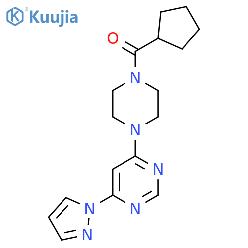4-(4-cyclopentanecarbonylpiperazin-1-yl)-6-(1H-pyrazol-1-yl)pyrimidine structure