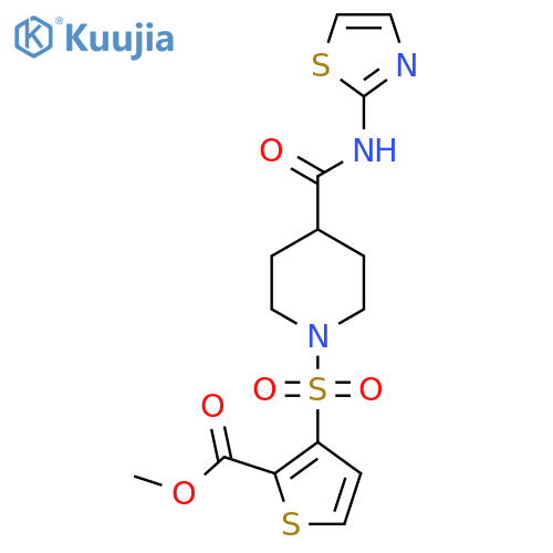 methyl 3-({4-(1,3-thiazol-2-yl)carbamoylpiperidin-1-yl}sulfonyl)thiophene-2-carboxylate structure