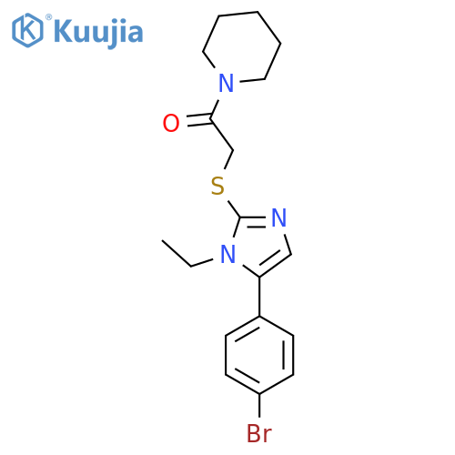 2-{[5-(4-bromophenyl)-1-ethyl-1H-imidazol-2-yl]sulfanyl}-1-(piperidin-1-yl)ethan-1-one structure