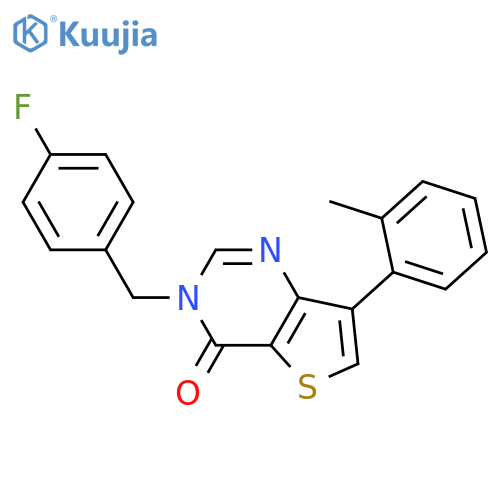 3-[(4-fluorophenyl)methyl]-7-(2-methylphenyl)-3H,4H-thieno[3,2-d]pyrimidin-4-one structure