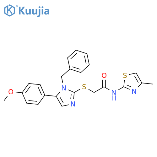 2-{[1-benzyl-5-(4-methoxyphenyl)-1H-imidazol-2-yl]sulfanyl}-N-(4-methyl-1,3-thiazol-2-yl)acetamide structure