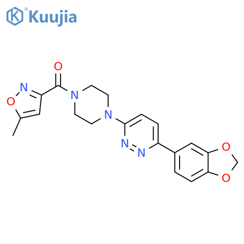 3-(2H-1,3-benzodioxol-5-yl)-6-4-(5-methyl-1,2-oxazole-3-carbonyl)piperazin-1-ylpyridazine structure
