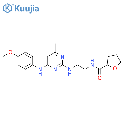 N-2-({4-(4-methoxyphenyl)amino-6-methylpyrimidin-2-yl}amino)ethyloxolane-2-carboxamide structure