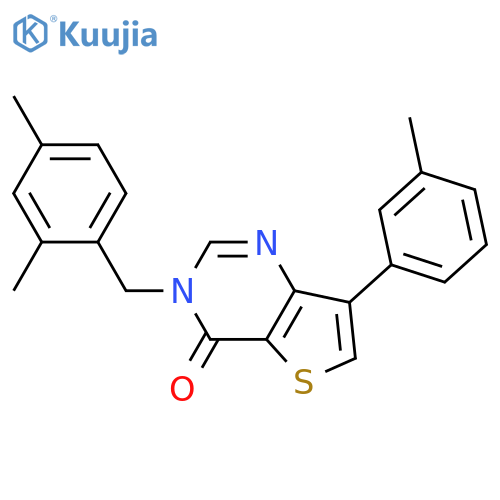 3-[(2,4-dimethylphenyl)methyl]-7-(3-methylphenyl)-3H,4H-thieno[3,2-d]pyrimidin-4-one structure