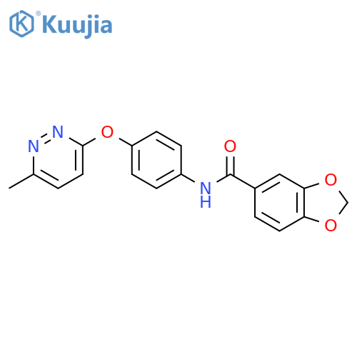 N-{4-(6-methylpyridazin-3-yl)oxyphenyl}-2H-1,3-benzodioxole-5-carboxamide structure