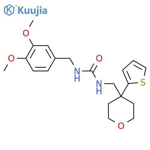 1-(3,4-dimethoxyphenyl)methyl-3-{4-(thiophen-2-yl)oxan-4-ylmethyl}urea structure