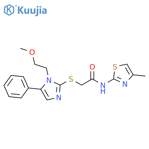 2-{[1-(2-methoxyethyl)-5-phenyl-1H-imidazol-2-yl]sulfanyl}-N-(4-methyl-1,3-thiazol-2-yl)acetamide structure