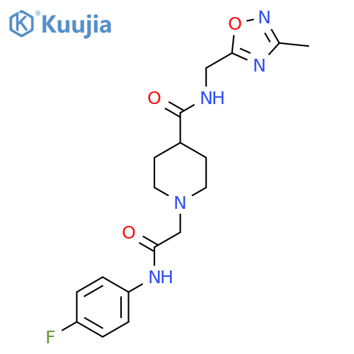 1-{(4-fluorophenyl)carbamoylmethyl}-N-(3-methyl-1,2,4-oxadiazol-5-yl)methylpiperidine-4-carboxamide structure