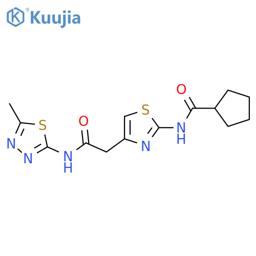 N-(4-{[(5-methyl-1,3,4-thiadiazol-2-yl)carbamoyl]methyl}-1,3-thiazol-2-yl)cyclopentanecarboxamide structure