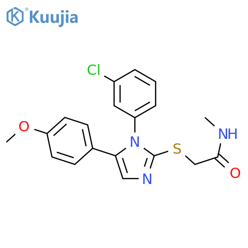 2-{[1-(3-chlorophenyl)-5-(4-methoxyphenyl)-1H-imidazol-2-yl]sulfanyl}-N-methylacetamide structure