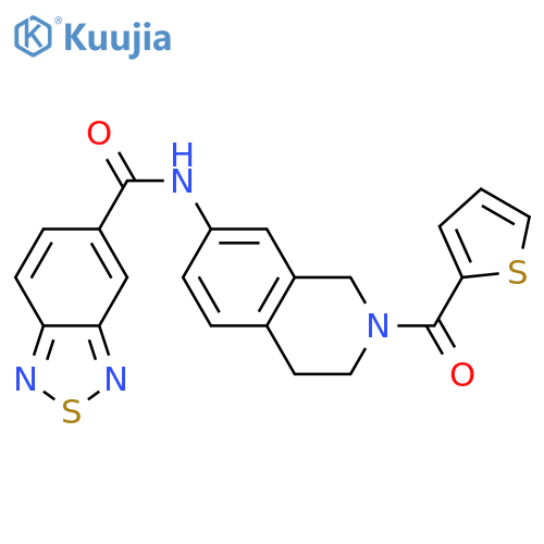 N-2-(thiophene-2-carbonyl)-1,2,3,4-tetrahydroisoquinolin-7-yl-2,1,3-benzothiadiazole-5-carboxamide structure