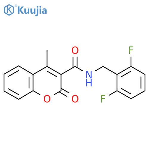 N-(2,6-difluorophenyl)methyl-4-methyl-2-oxo-2H-chromene-3-carboxamide structure