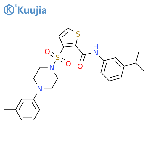 3-{[4-(3-methylphenyl)piperazin-1-yl]sulfonyl}-N-[3-(propan-2-yl)phenyl]thiophene-2-carboxamide structure