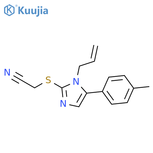 2-{[5-(4-methylphenyl)-1-(prop-2-en-1-yl)-1H-imidazol-2-yl]sulfanyl}acetonitrile structure