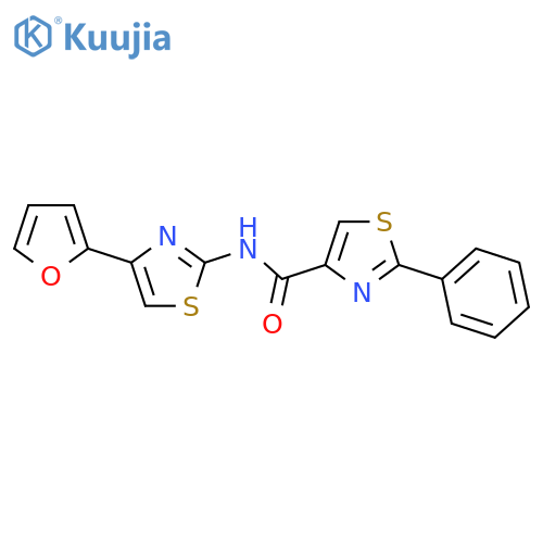 N-4-(furan-2-yl)-1,3-thiazol-2-yl-2-phenyl-1,3-thiazole-4-carboxamide structure