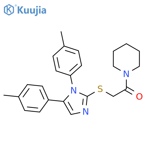 2-{[1,5-bis(4-methylphenyl)-1H-imidazol-2-yl]sulfanyl}-1-(piperidin-1-yl)ethan-1-one structure