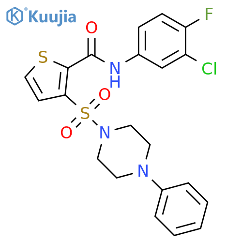 N-(3-Chloro-4-fluorophenyl)-3-[(4-phenyl-1-piperazinyl)sulfonyl]-2-thiophenecarboxamide structure