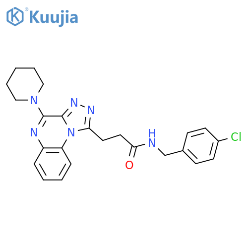 N-[(4-chlorophenyl)methyl]-3-[4-(piperidin-1-yl)-[1,2,4]triazolo[4,3-a]quinoxalin-1-yl]propanamide structure