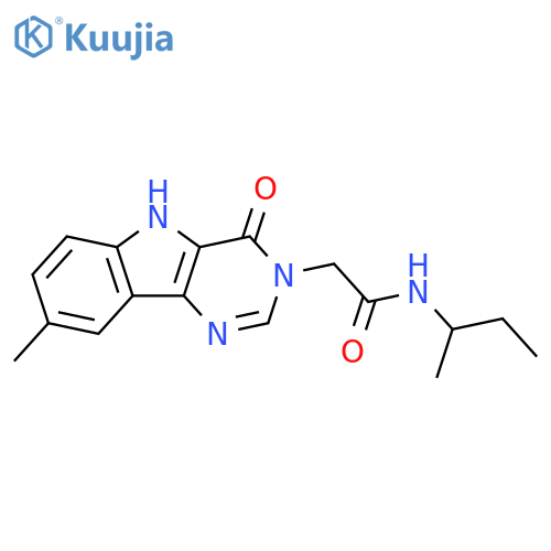 N-(butan-2-yl)-2-{8-methyl-4-oxo-3H,4H,5H-pyrimido[5,4-b]indol-3-yl}acetamide structure