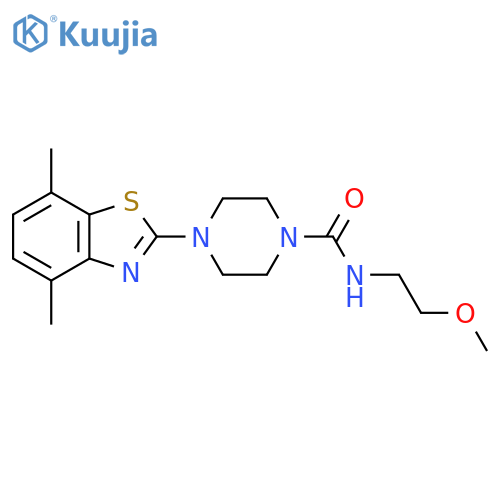 4-(4,7-dimethyl-1,3-benzothiazol-2-yl)-N-(2-methoxyethyl)piperazine-1-carboxamide structure