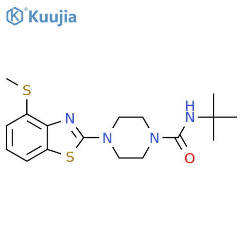 N-tert-butyl-4-4-(methylsulfanyl)-1,3-benzothiazol-2-ylpiperazine-1-carboxamide structure