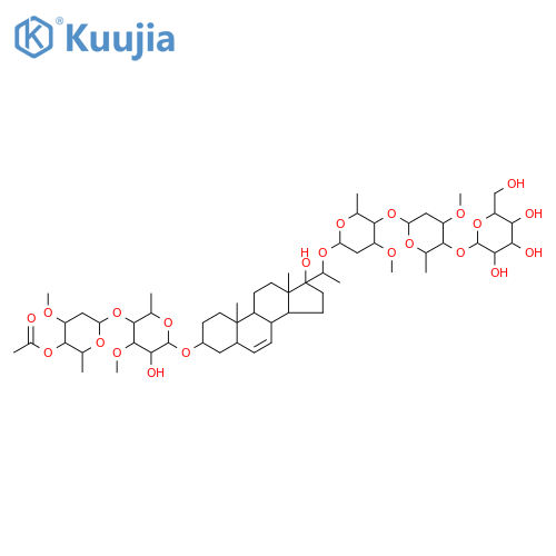b-D-Galactopyranoside, (3b,5a,20S)-20-[(O-b-D-glucopyranosyl-(1&reg;4)-O-2,6-dideoxy-3-O-methyl-b-D-arabino-hexopyranosyl-(1&reg;4)-2,6-dideoxy-3-O-methyl-b-D-arabino-hexopyranosyl)oxy]-17-hydroxypregn-6-en-3-yl4-O-(4-O-acetyl-2,6-dideoxy-3-O-methyl-a-L-xylo-hexopyranosyl)-6-deoxy-3-O-methyl- (9CI) structure