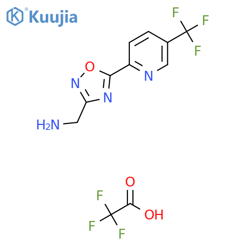 2,2,2-Trifluoroacetic acid;[5-[5-(trifluoromethyl)pyridin-2-yl]-1,2,4-oxadiazol-3-yl]methanamine structure