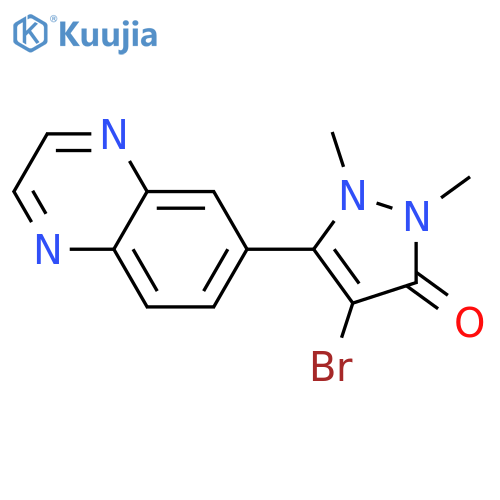 4-Bromo-1,2-dimethyl-5-(quinoxalin-6-yl)-1H-pyrazol-3(2H)-one structure