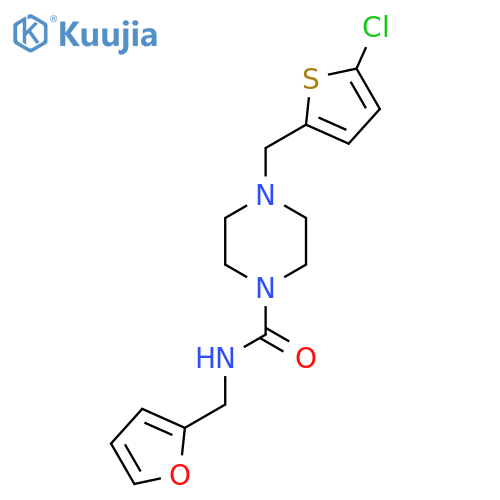 4-[(5-chlorothiophen-2-yl)methyl]-N-[(furan-2-yl)methyl]piperazine-1-carboxamide structure