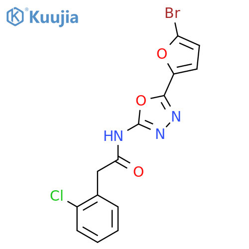 N-5-(5-bromofuran-2-yl)-1,3,4-oxadiazol-2-yl-2-(2-chlorophenyl)acetamide structure