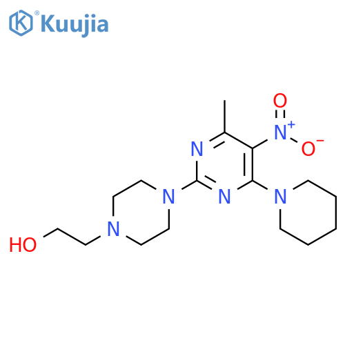 2-{4-4-methyl-5-nitro-6-(piperidin-1-yl)pyrimidin-2-ylpiperazin-1-yl}ethan-1-ol structure
