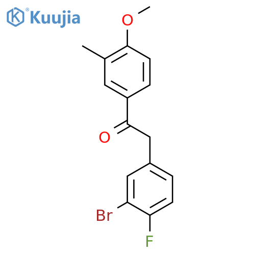 2-(3-bromo-4-fluorophenyl)-1-(4-methoxy-3-methylphenyl)ethanone structure