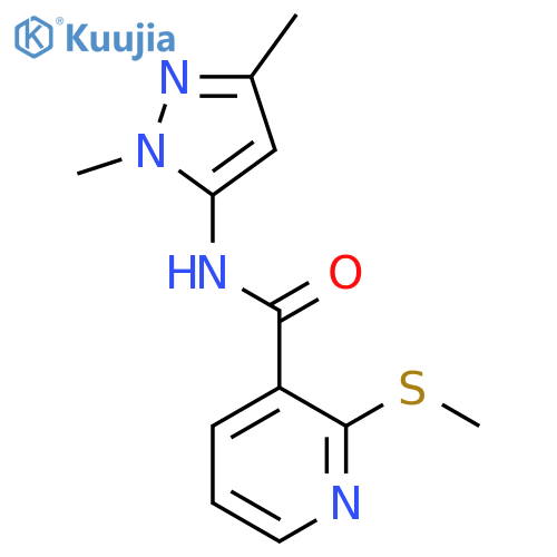 N-(1,3-dimethyl-1H-pyrazol-5-yl)-2-(methylsulfanyl)pyridine-3-carboxamide structure