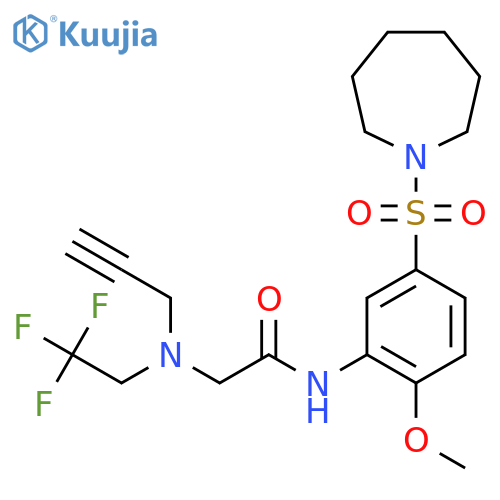 N-[5-(azepane-1-sulfonyl)-2-methoxyphenyl]-2-[(prop-2-yn-1-yl)(2,2,2-trifluoroethyl)amino]acetamide structure