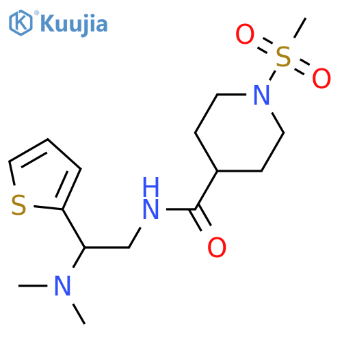 N-2-(dimethylamino)-2-(thiophen-2-yl)ethyl-1-methanesulfonylpiperidine-4-carboxamide structure